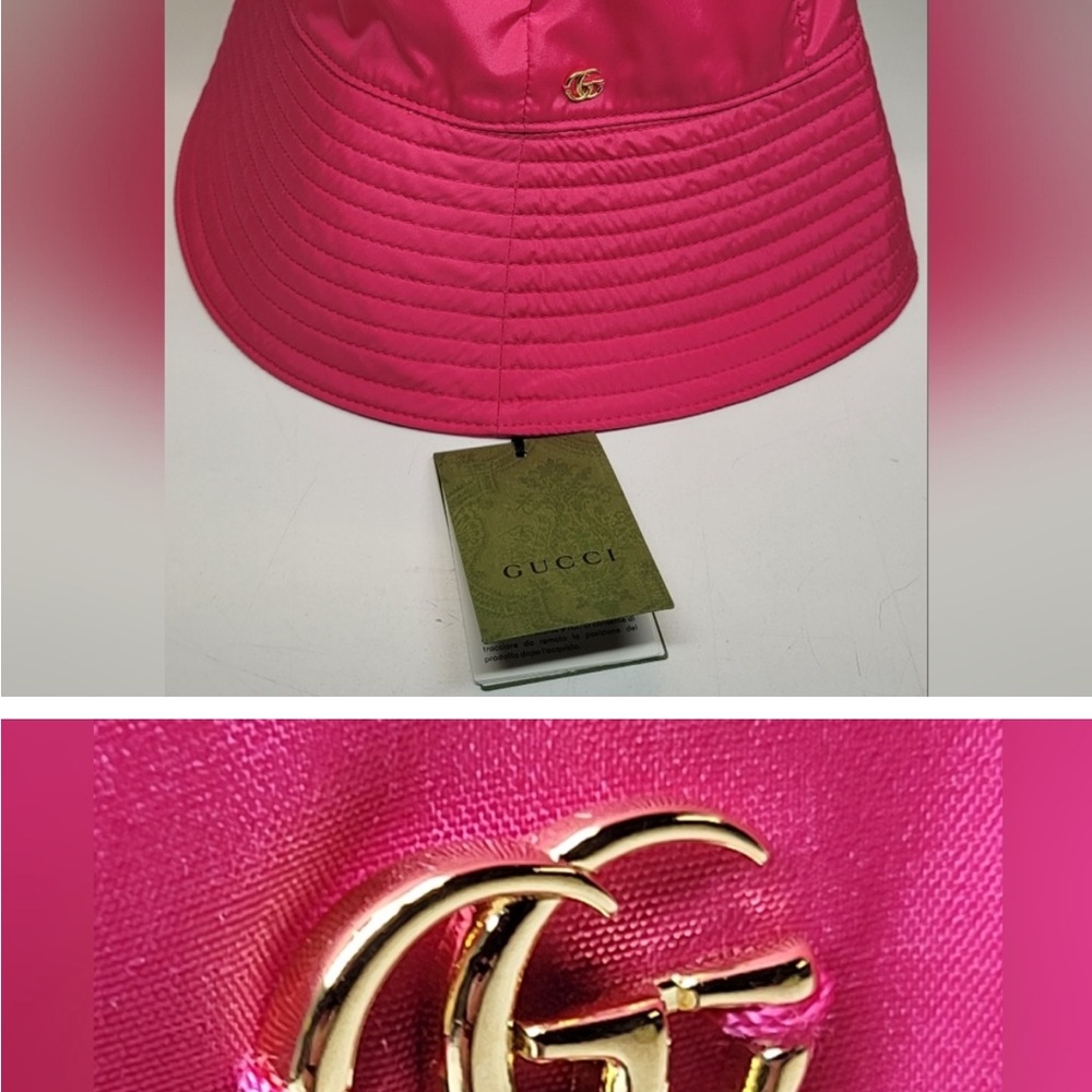 Gucci Fuchsia Bucket Hat with Gold Logo